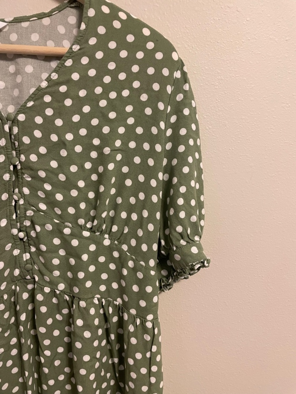 Time and Tru - Olive Green Polka Dot Midi Dress - Size XL - Picture 3 of 8